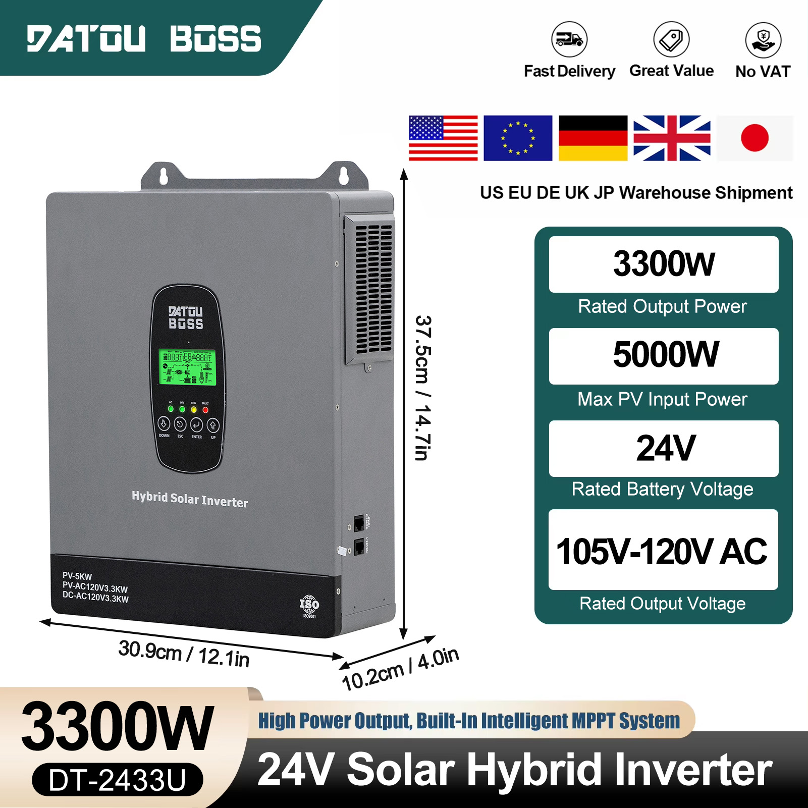 Drone Solar Charger - Inversor Solar DATOUBOSS 3300W 24V Onda